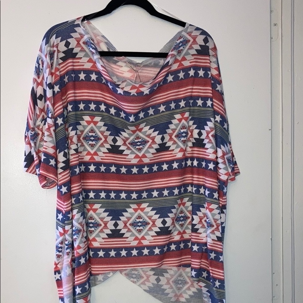 Adora Stars and Stripes Boat Neck Top